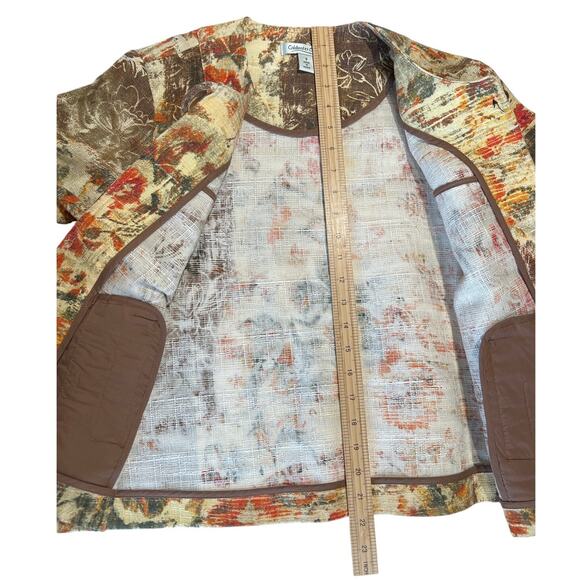 Coldwater Creek Woven Botanical Print 3/4 Sleeve Swing Jacket Women's Size S - Picture 7 of 7